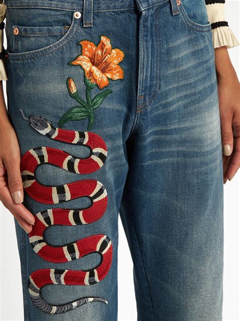 gucci snake denim jeans|Gucci snake jeans reddit.